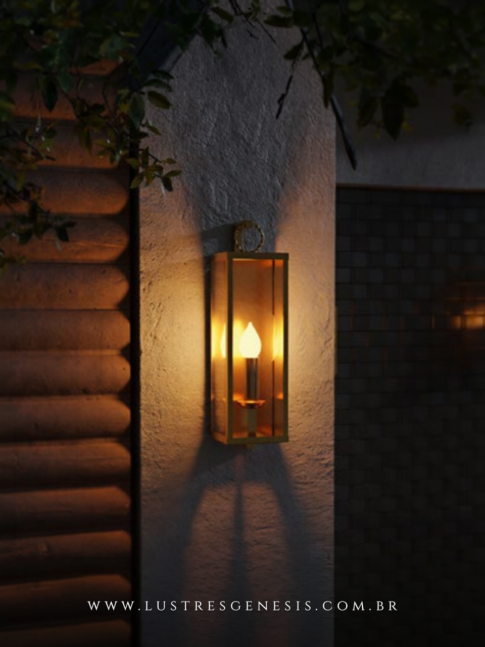 Arandela de Parede Retro Estilo Lanterna em Madeira Bege com Vidro Transparente Iluminacao para Muro Jardim Fachada Area Gourmet e Garagem